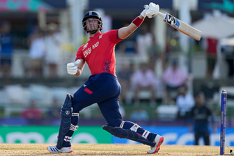 Liam Livingstone hits a six against Namibia